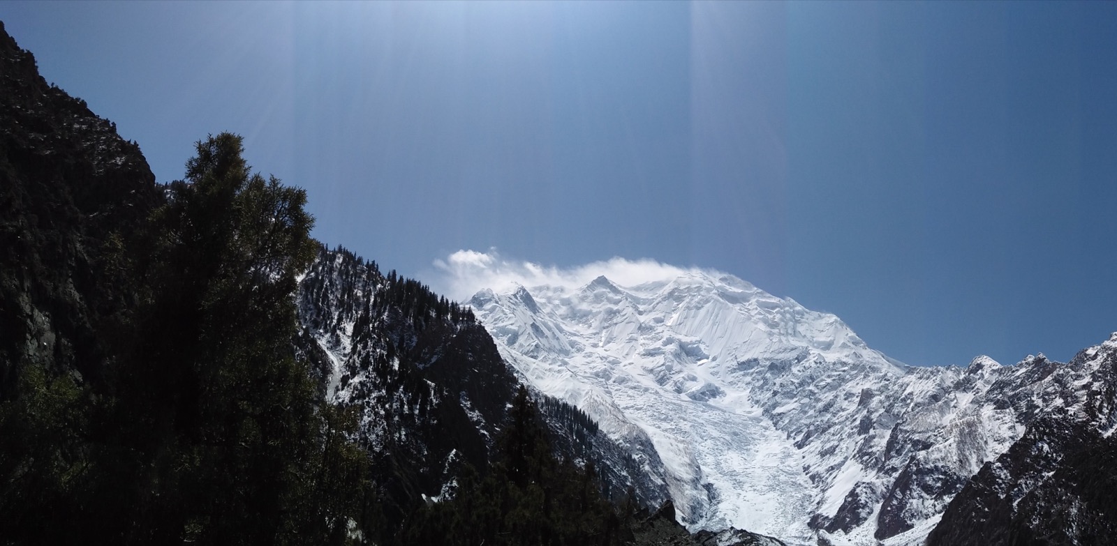 Rakaposhi from the Minapin Glacier, Nagar: the ridge whose collapsing cornices and ice cliffs feed the glacier the expedition came to study.