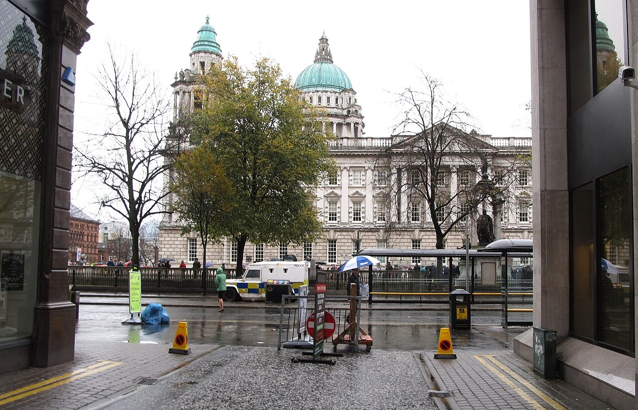 Another Seapark-built Tangi, in Donegall Square West, Belfast — the workshops' armour, roof and door design visible from the rear quarter.